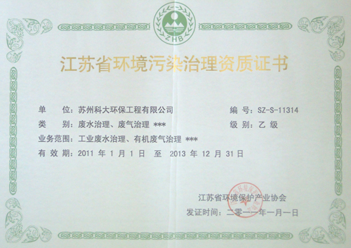 污染治理資質(zhì)證書